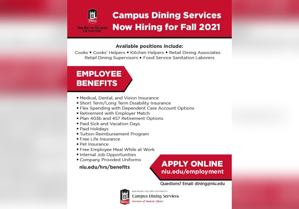 Campus Dining Services Now Hiring For Fall 2021