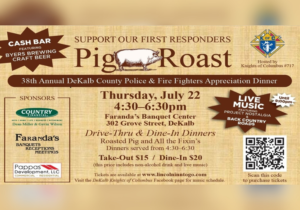 38th Annual DeKalb County First Responder Appreciation Pig Roast On Thursday, July 22
